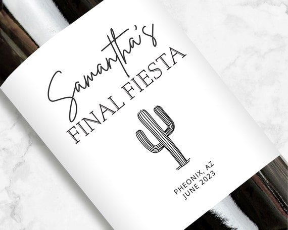 Final Fiesta Wine Label, Personalized Bachelorette Party Favors