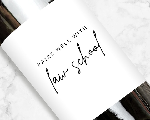 Pairs Well With Law School Wine Label, Pre-Law Grad Gift