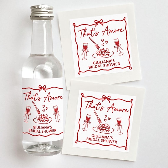 Pasta Dinner Favors That's Amore Bridal Shower Spaghetti | Custom Shooter Labels