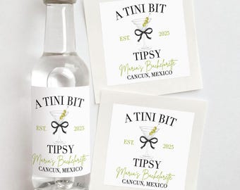 A Tini Bit Tipsy Martini Shooter Labels | Custom Bachelorette Favors