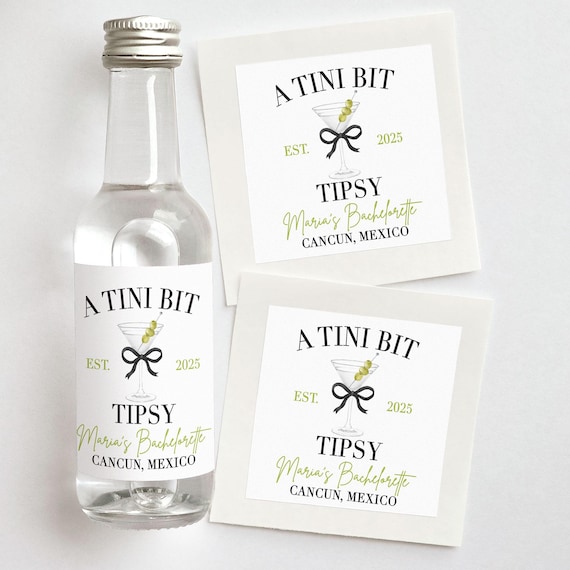 A Tini Bit Tipsy Martini Shooter Labels | Custom Bachelorette Favors