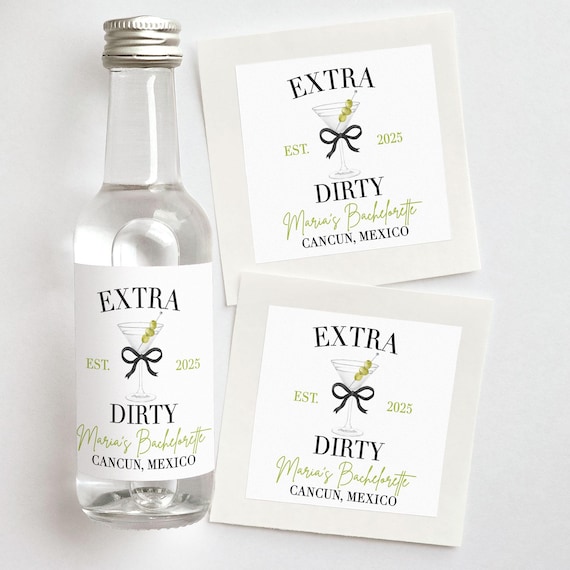 Extra Dirty Martini Shooter Labels | Custom Bachelorette Favors