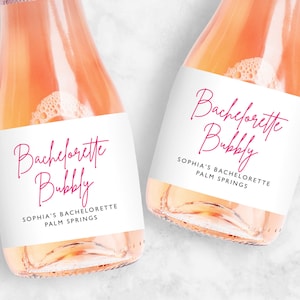 Hot Pink Bachelorette Bubbly Champagne Label, Party Favors, Mini or Full