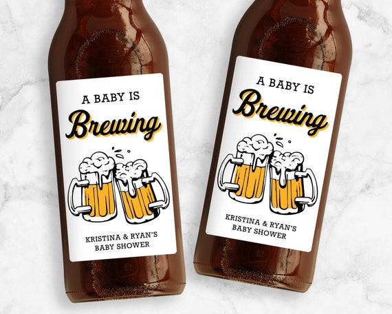 Baby is Brewing Beer Labels, Personalized Brewery Baby Shower Favors