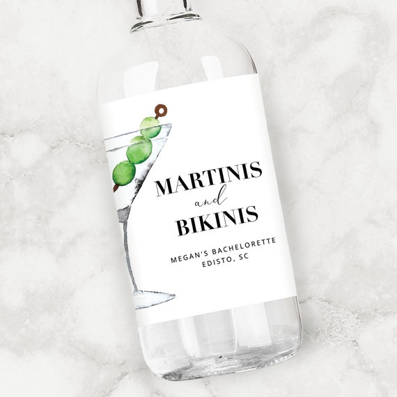 Martinis and Bikinis Bachelorette | Personalized Liquor Label | Party Favors Bridesmaid Gifts