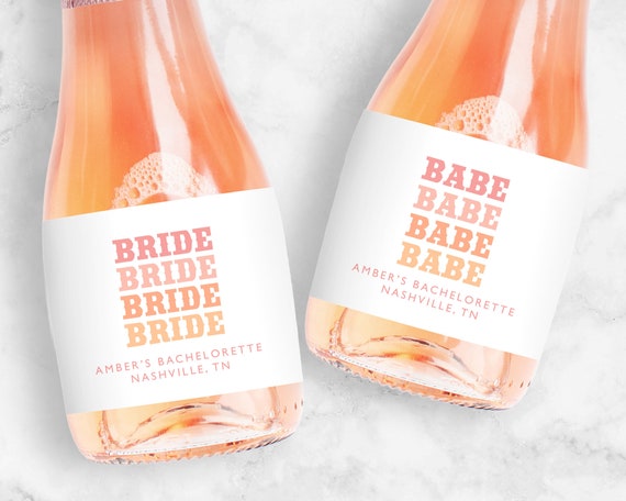 Western Bride Babe Champagne Labels