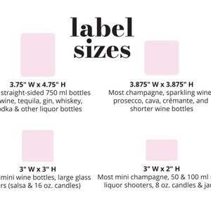 Our labels come in a variety of sizes to accommodate different bottle sizes. We have mini and full liquor label sizes, as well as other sizes that could be a great fit for your other bachelor party favors and gifts. | Forever Labels