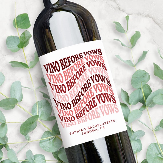 Vino Before Vows Wine Labels | Personalized Bachelorette Party Favors Bridesmaid Gifts