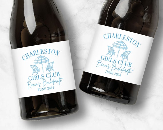 Charleston Bachelorette Custom Champagne or Wine Labels | Beach Bachelorette Party Favors