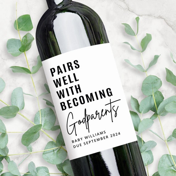 Godparent Proposal Gift | Custom Wine Label | Pairs Well With Becoming Godparents