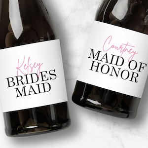 Personalized Bridal Party Champagne Labels, Mini or Full