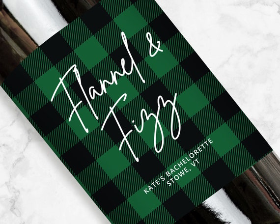 Green Flannel & Fizz Wine Labels