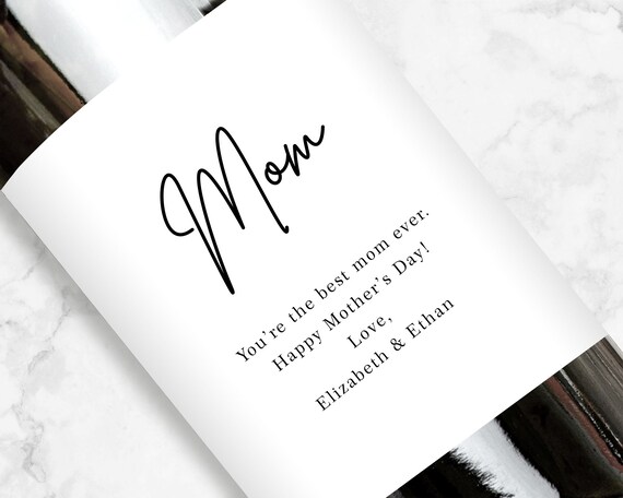 Mom Message Wine Label, Personalized Mother's Day Gift