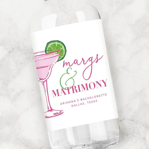 Margs & Matrimony Tequila Label | Bachelorette Party Favors | Bridesmaid Gifts | Personalized Liquor Label