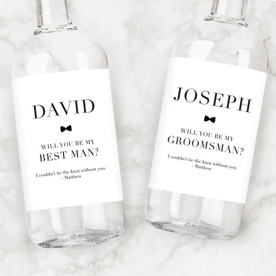 Groomsman Proposal Gift | Custom Tequila Labels or Whiskey Bottle Labels | Will You Be My Groomsman