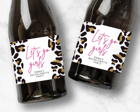 Let's Go Girls Leopard Print Bachelorette Champagne Labels, Leopard Print, Let's Go Girls, Birthday Party, Mini or Full