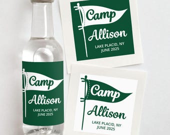 Camp Bachelorette Favors | Custom Shooter Labels with Pennant Flag