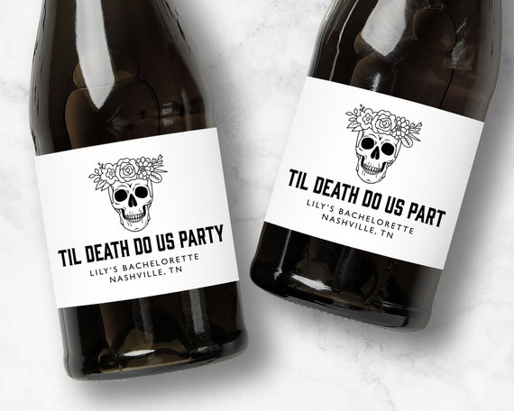 Till Death Do Us Party Champagne Labels, Personalized Bachelorette Party Favors, Til Death Do Us Party, Mini or Full