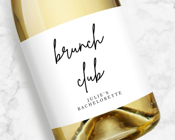 Brunch Club Champagne Labels, Bridal Shower Bachelorette or Birthday Favors