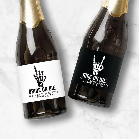 Bride or Die Bachelorette Favors | Personalized Wine Labels & Champagne Labels | Ride or Die Party