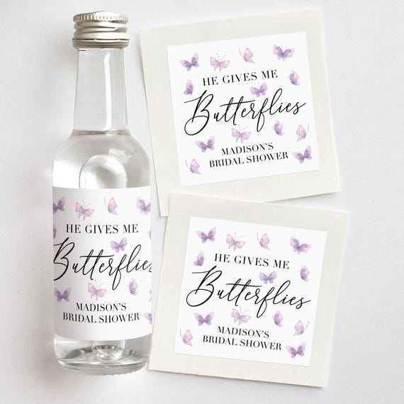 Butterfly Bridal Shower Favors | Custom Shooter Labels | He Gives Me Butterflies