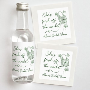 She&#39;s Fresh Off the Market Custom Shooter Labels | Farmer&#39;s Market Bridal Shower Favors