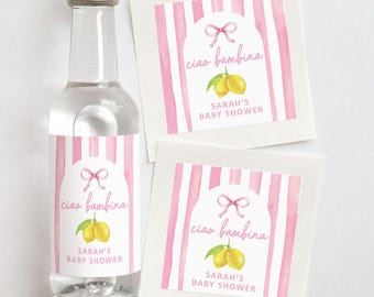 Ciao Bambina Custom Stickers Shooter Labels | Lemon Baby Shower Favors