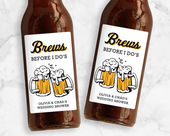 Brews Before I Do's Beer Labels, Personalized Brewery Wedding Shower Favors