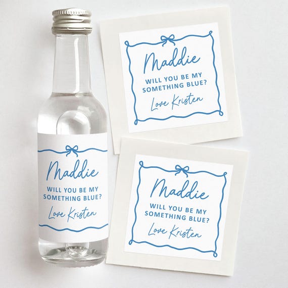 Something Blue Bridesmaid Proposal | Bridal Shower Favors | Custom Shooter Labels