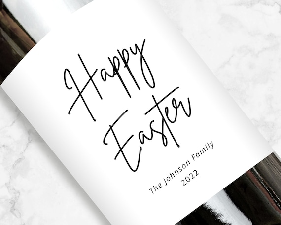 Happy Easter Wine Label, Personalized Easter Gift