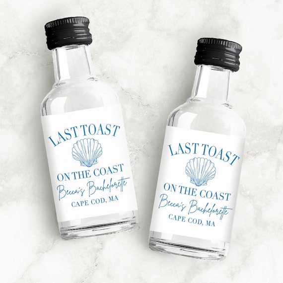 Last Toast on the Coast Custom Shooter Labels | Mermaid Bachelorette Favors