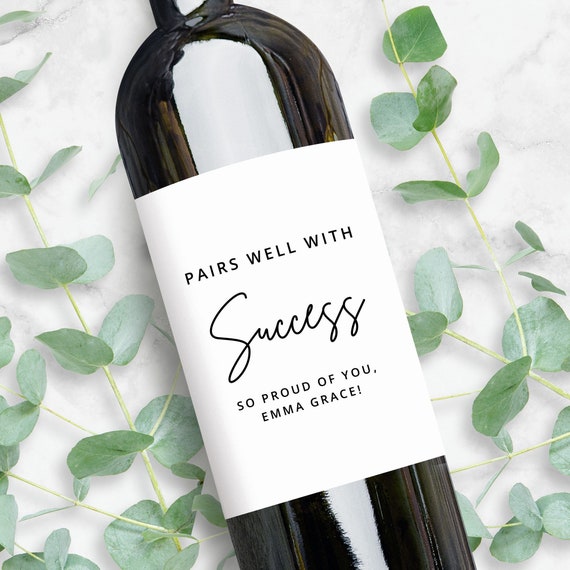 College Graduation Gift | Pairs Well With Success Custom Wine Label