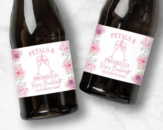 Petals and Prosecco Bridal Shower Favors | Custom Wine or Champagne Labels