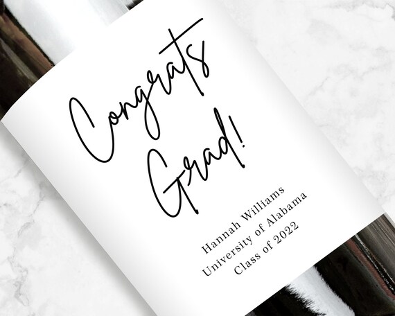 Congrats Grad Wine Label, Personalized Graduation Gift