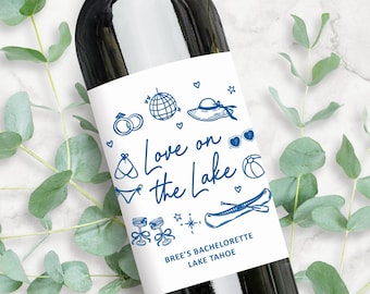 Love on the Lake Bachelorette Favors | Custom Wine or Champagne Labels