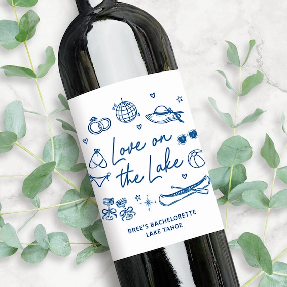 Love on the Lake Bachelorette Favors | Custom Wine or Champagne Labels