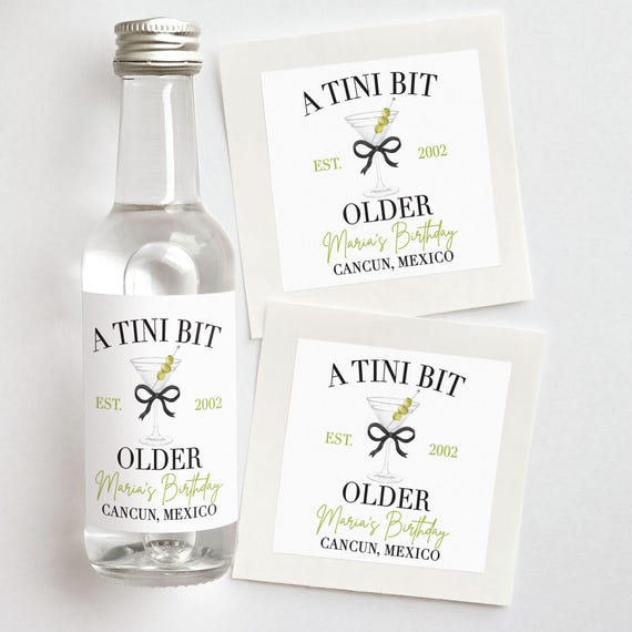 A Tini Bit Older Shooter Labels | Custom Birthday Party Favors