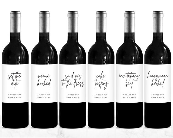 Wedding Planning Milestone Wine Labels | Gift for Bride-to-Be | Engagement Couple Gift