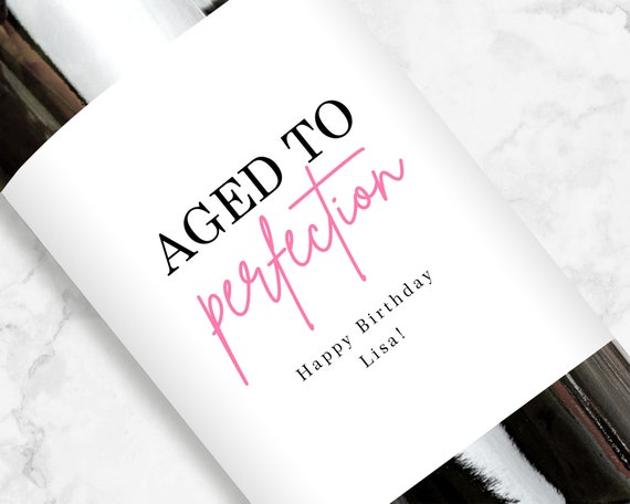 Aged To Perfection Wine Label, Personalized Birthday Gift