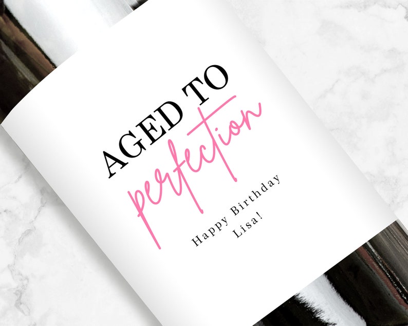 Aged To Perfection Wine Label, Personalized Birthday Gift image 1