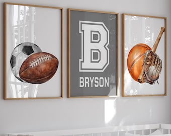 Personalized Sports Nursery Wall Art, Sports Nursery Prints, Kids Sports Wall Decor, Kids Room Art Print, Custom Sports Decor, Sports Poster