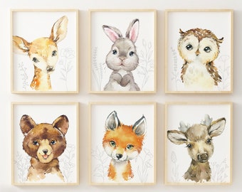 Baby Girl Nursery Wall Art, Woodland Animal Prints, Girl Room Decor ...