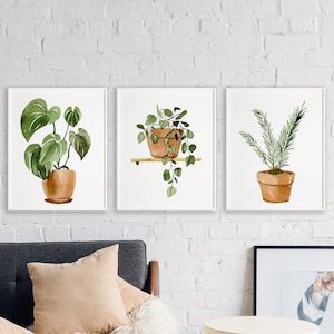 Botanical Print Set, House Plant Prints, Watercolor Botanical Prints ...