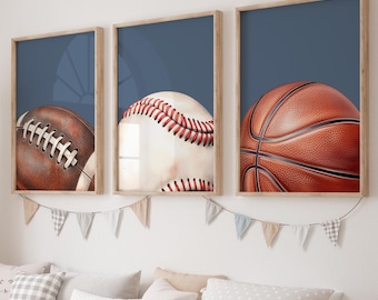 Sports Balls Gallery Wall Art, Football Baseball Basketball Decor, Nursery Sports Print Set, Sports Lover Gift, Sports Poster, Watercolor