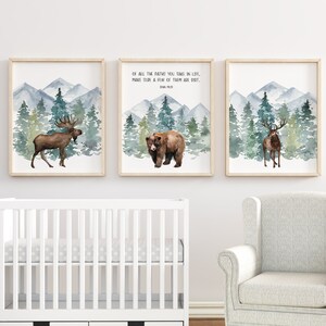 John Muir Quote, Of All The Paths, Boy Woodland Nursery Wall Art, Woodland Animals Nursery Prints, Wildlife, Boy Wall Art, Nursery Decor,