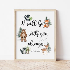 Nursery Bible Verse Print Evergreen Trees Boy Wall Art Christian Gift Woodland Nursery Prints Christian Nursery Wall Art Nursery Decor