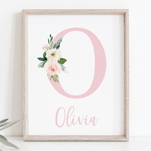 Personalized Baby Name Print Monogram Letter Blush Pink Etsy