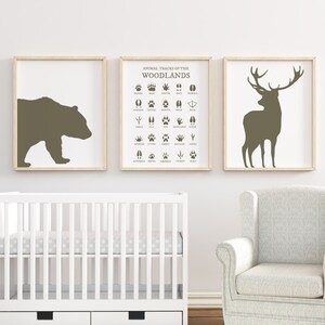 Animal Tracks of the Woodland Prints, Boy Woodland Nursery Prints, Animal Foot Prints, Cabin Decor, Nursery Wall Art, Nursery Decor, Green,