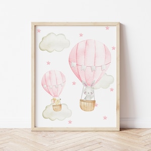Hot Air Balloon Nursery Print, Oh the places you will go Nursery Wall Art, Baby Girl Nursery Decor, Baby Shower Gift, New Mom Gift,