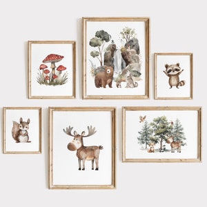 Woodland Animals Nursery Wall Art, Woodland Prints, Woodland Nursery Decor, Kids Gallery Wall Set, Forest Animals Wall Art, Digital Download